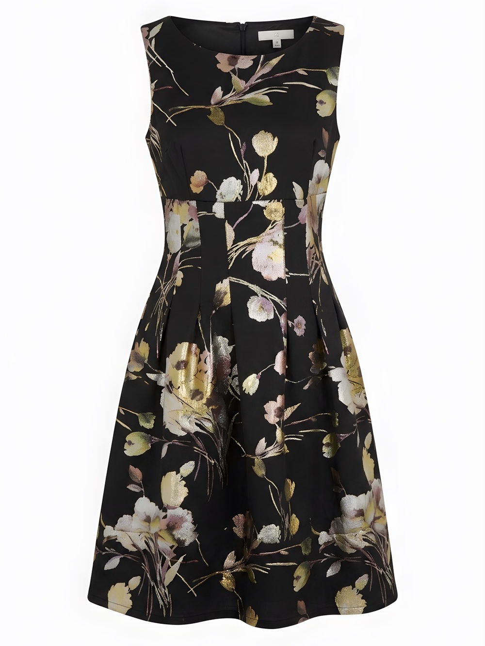 Enfocus Studio Black Floral Fit-and-Flare Dress with Yellow & Pink Accents